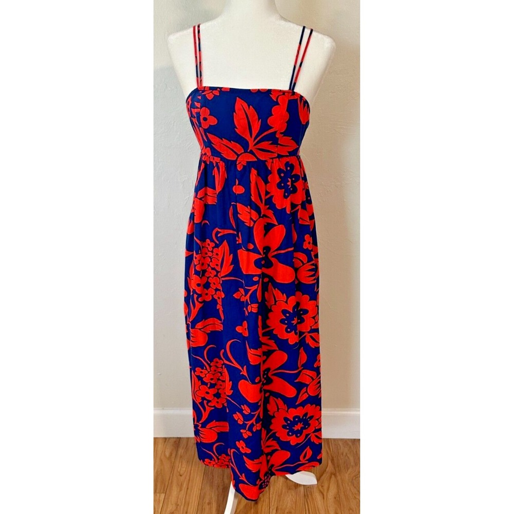 Vtg 60s Holiday Shops Nalii Blue Coral Floral Convertible‎ Straps Hawaiian